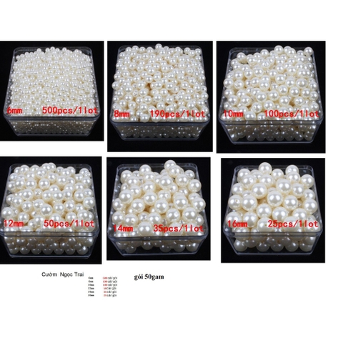 gói 50gam hạt bẹt, hạt cườm nhựa 6-8-10-12-14-16 ly