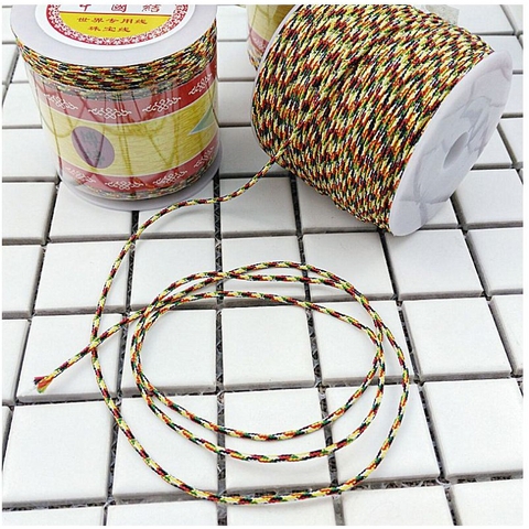 cuộn t dây chỉ ngũ sắc may mắn nhiều size 1-1.5-2mm tone xanh lá