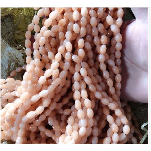 gói 10 hạt lu thống 6x9mm nâu nhạt đá nhân tạo dùng mix vòng hạt, làm trang sức.