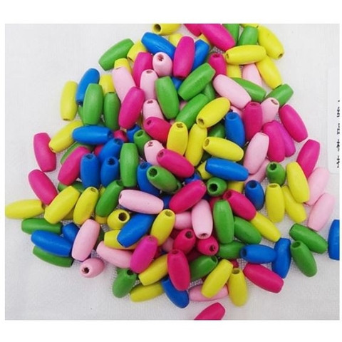 10-20-50 hạt gỗ dạng ống đủ màu 6x 12mm