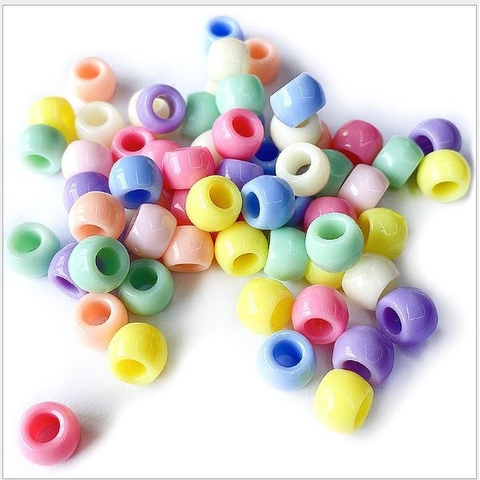 #P117-63 gói 10-50gam hạt nhựa tròn trụ lỗ lớn xỏ vòng 6x8 &6x9mm