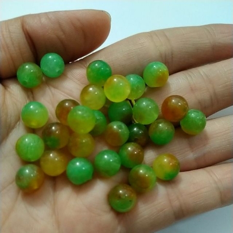 10 viên đá xanh vàng 8mm thiên nhiên