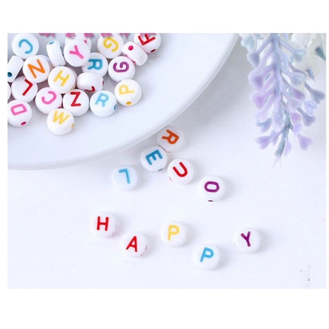 70 HẠT CHỮ TRÒN 7MM ĐỦ MÀU GÓI 10GAM- LOẠI THƯỜNG