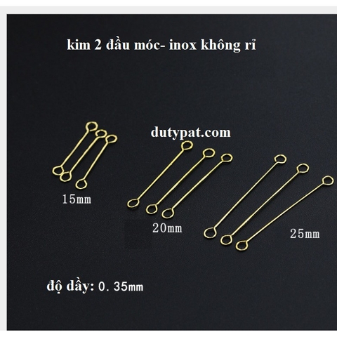 10 kim xỏ 2 đầu móc inox không rỉ loại mỏng làm hoa tai
