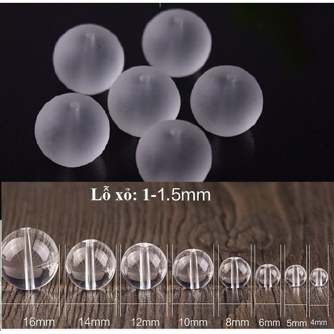 0.5kg hạt đá thủy tinh trắng mờ size 6-8-10-12mm (màu 18)