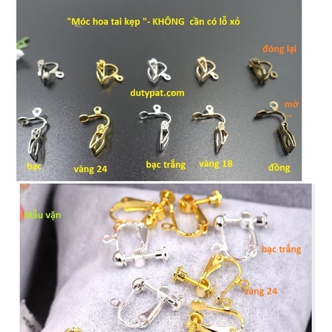 2-10 Móc kẹp vặn làm Khuyên tai (hoa tai, bông tai) không có lỗ xỏ