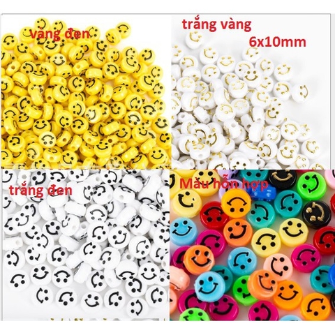 10-50 gam hạt mặt cười IN NỔI 10mm loại tốt xỏ vòng hat, làm trang sức