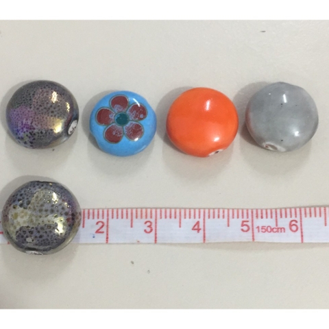 10 hạt gốm sứ tròn dẹp 14mm