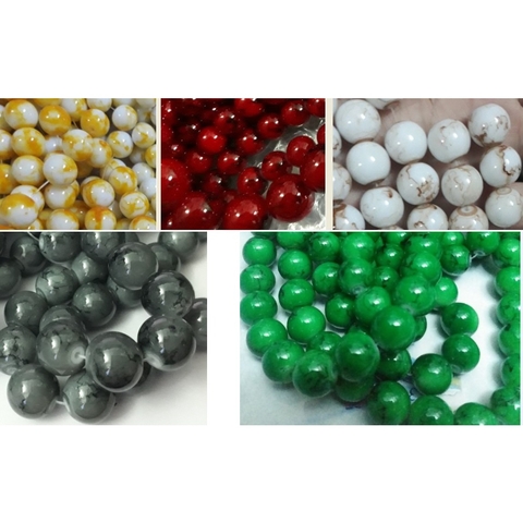 100gam size 8-10-12mm hạt đá nhân tạo làm vòng tay, vòng cổ