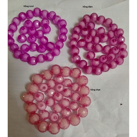 Hạt nhựa 8-10mm nhân trắng màu hồng bán theo gam