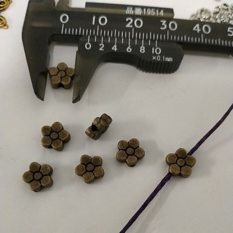 10 Charm hoa 5 cánh size 8mm màu đồng cổ