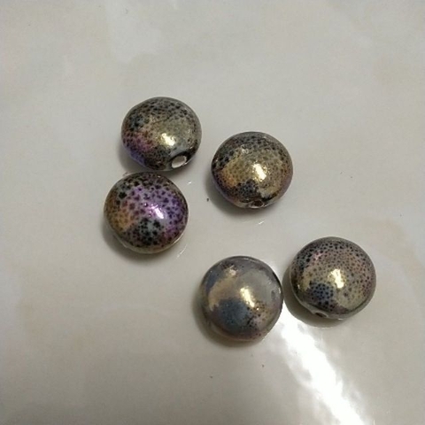 5 viên gốm sứ tròn dẹp xám bóng 9x15mm