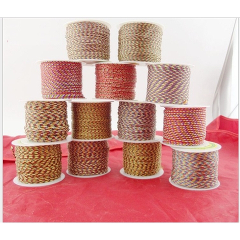 1 cuộn dây chỉ ngũ sắc may mắn viền chỉ đỏ 581/582 size 1.6/2.5/3.2mm