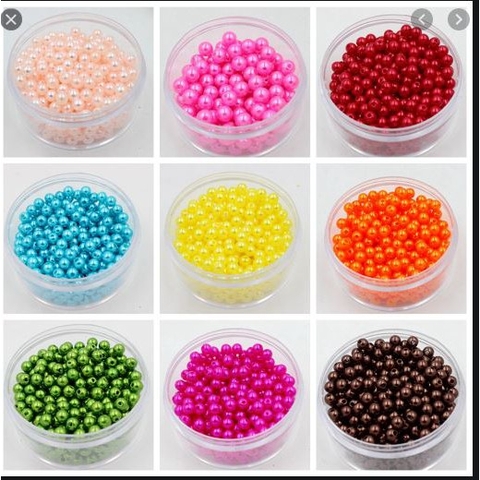 500gam hạt châu, hạt cườm ngoc trai nhựa nhiều màu nhiều size 4-6-8-10-12ly