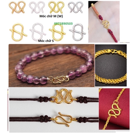 móc khóa chữ M, chữ W, chữ S làm trang sức vòng tay, vòng cổ