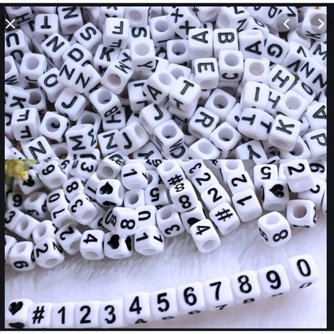 Bộ 20/40/100 hạt nhựa in số làm vòng thủ công