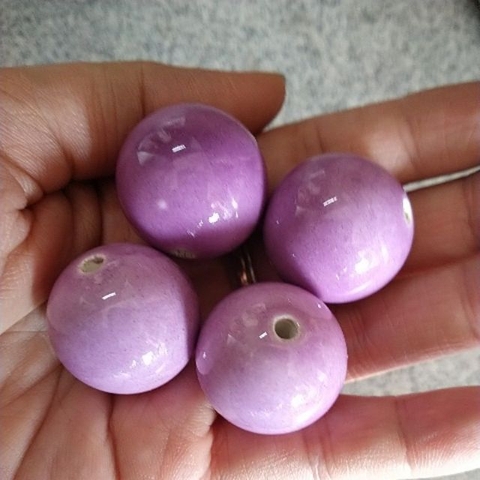 2viên gốm sứ tròn tím 24mm