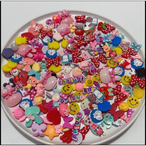 25-100gam-J50 Miếng patch hoạt hình đủ kiểu làm cột tóc, dây chuyền, đồ chơi cho bé