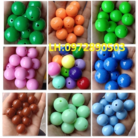 hạt nhựa 18mm tròn bóng đep nhiều màu có lỗ xỏ dây cỡ 2mm