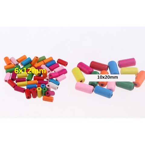 10-20 ống gỗ xỏ dạng trụ 6x12 & 10x20mm làm trang sức, đồ chơi, trang trí