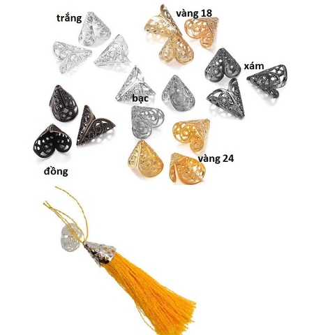 10 cái Charm Hoa hình nón 16X16mm ốp hạt làm Bông Tai ,Vòng Cổ, Trang Sức