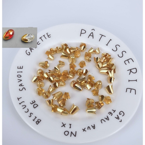 gói 10-20 đế hoa, ốp hạt màu vàng size 10mm chuông 4 cánh dày