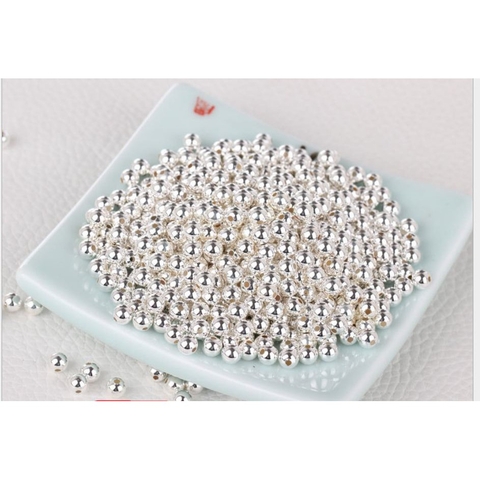 5-10 viên bi bạc 925 size 3.5mm lỗ nhỏ 1mm & lỗ lớn 1.5mm