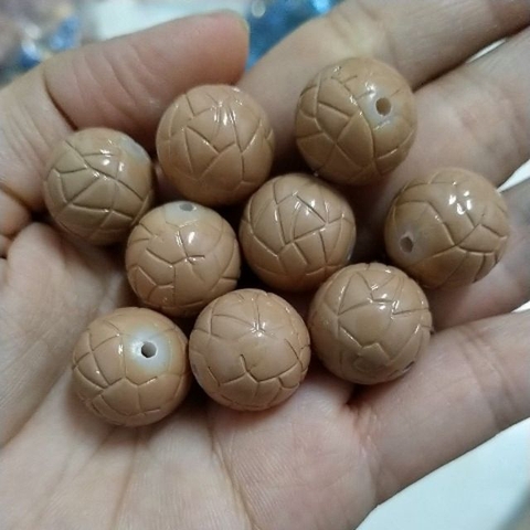 10 hạt nhựa khắc hoa văn cà phê 16mm