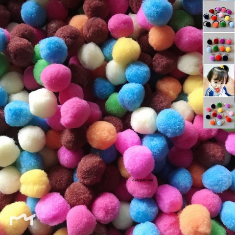 50-100 hạt pom pom, pompom size 10mm, 15mm, 20mm, 25mm, 30mm đủ màu