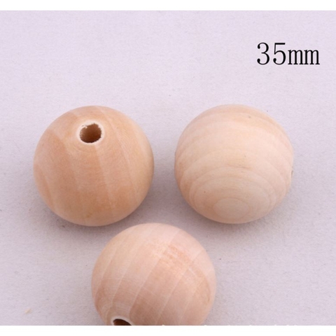 50- 100gam hạt gỗ trơn màu kem tự nhiên size 35mm