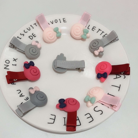 2-10 cái -W32- kẹp tóc mái hình Nơ & viên kẹo tròn dễ thương #po124