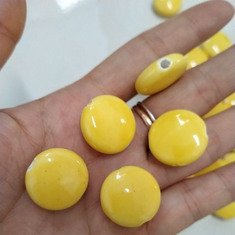 5viên gốm sứ tròn dẹp vàng 20mn