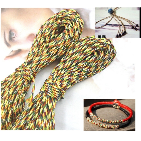 bó 10m dây chỉ ngũ sắc may mắn đủ size 0.8-1-1.5-2mm (tone xanh lá)