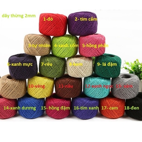 1 cuộn 50met Dây thừng  nhiều màu size 2mm