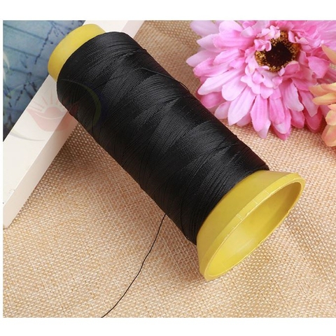 Dây chỉ dù nylon làm tua rua màu đen, chỉ may giày dép, túi xách handmade
