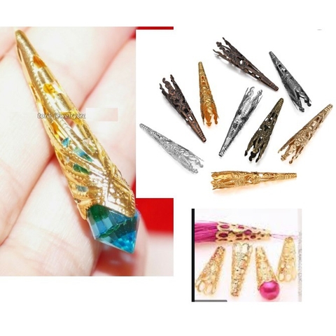 10 đế hoa, ốp hạt dạng chuông dài 8x42mm làm trang sức