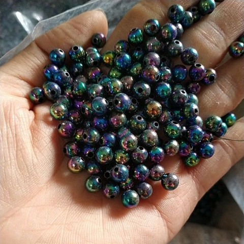 10/25/50gam Hạt bẹt xanh ánh cừ 6mm