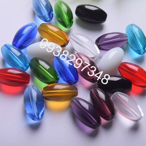 10 viên lu thống 10x19mm  đá thủy tinh nhân tạo 8x11mm (có 10 màu) có lỗ xỏ làm vòng