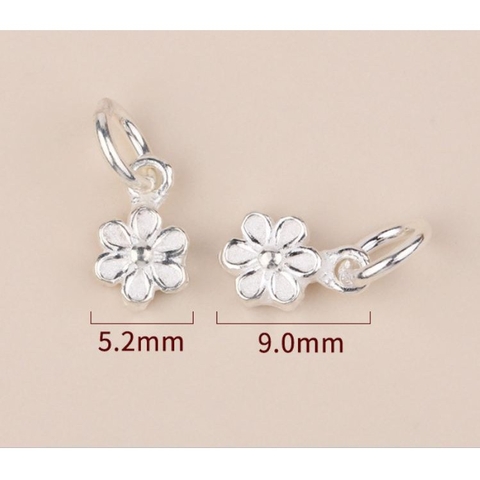 mh1402- Mặt hoa 6 cánh bạc 925 size 5.2x9mm