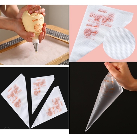 GÓI 100 Túi bắt bông kem nhựa đủ size nhỏ ,trung, lớn vỏ sần chống trơn tuột Master p191-175-176-177