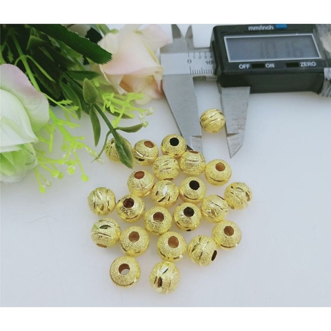 Gói 5 Cham đồng nhám khắc hoa văn 10mm xỏ vòng hạt