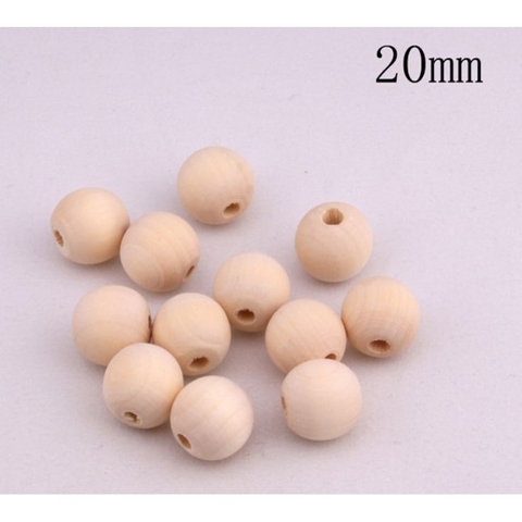 5hạt gỗ trơn màu kem tự nhiên size 20mm (gói 25/50/100gam)