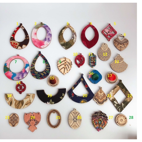 J14- 1 cặp hoa văn gỗ làm hoa tai nhiều kiểu để chọn (2 cái)