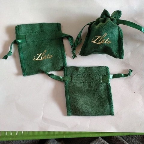 10 túi rút 6.5x 7.5cm vải nhung màu xanh izlato