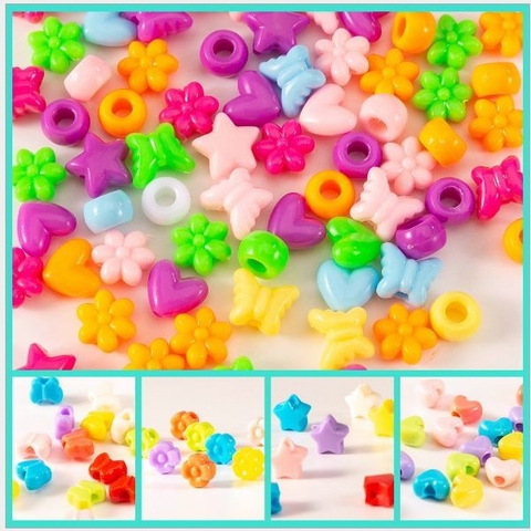 25-100gam (P128-49) hạt nhựa mĩ các kiểu lỗ xỏ lớn 5mm