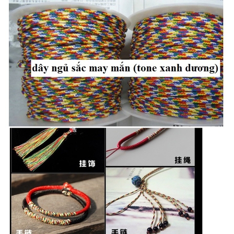 bó 10m dây chỉ ngũ sắc may mắn đủ size 1-1.5-2ly (tone xanh dương)