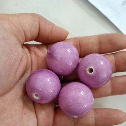 2viên đá gốm màu tím 24mm