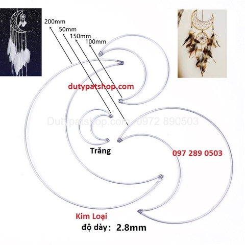 Vòng khung mặt trăng khuyết làm dreamcatcher