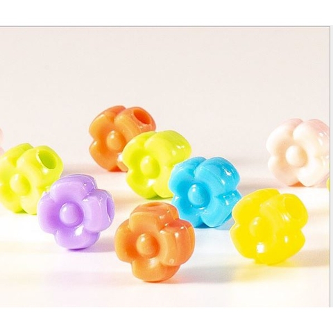 10-50gam (P128-47) hạt nhựa hoa 4 cánh 8x12mm lỗ xỏ lớn 5mm