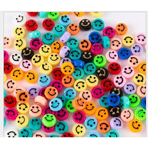 10 hạt mặt cười các loại xỏ làm vòng hạt các loại đẹp in nổi 5x10mm